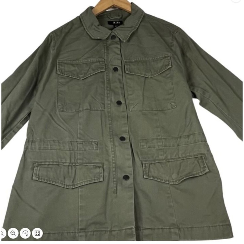 ana A New Approach Womens XL Olive Green Utility Field Jacket Cotton Twill